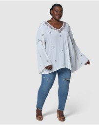 The Poetic Gypsy - Sandstone Embroidered Blouse