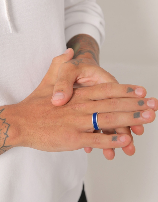 Kuzzoi - ICONIC EXCLUSIVE - Enamel Band Ring in 925 Sterling Silver