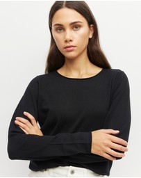 JH Lounge - JHL Crew L/S T (Fine Cotton Cashmere) Black