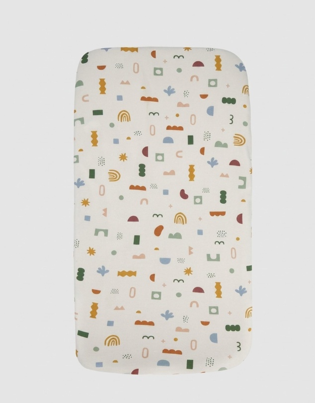 Living Textiles - Organic Jersey Bedside Sleeper Fitted Sheet - Geo Mod 1 Pack