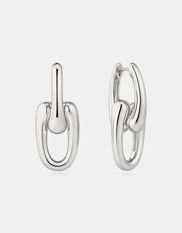 Ania Haie - Silver Sculptural Interlocking Huggie Hoop Earrings
