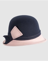 Max Alexander - Winter Felt Navy/Pink Cloche Hat