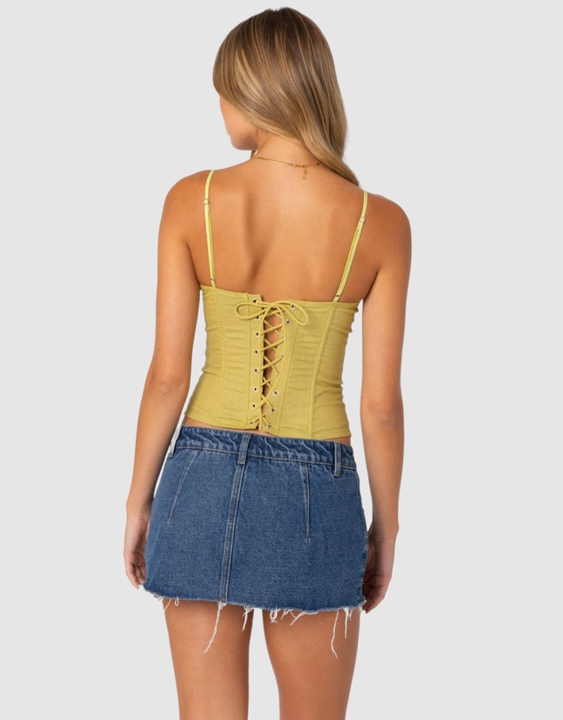 EDIKTED - Avena Linen Look Lacey Corset