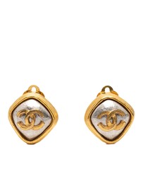 Pre-Loved by Azura Reborn - Pre-Loved CC Gold Plated Diamond Shape Clip on Earrings