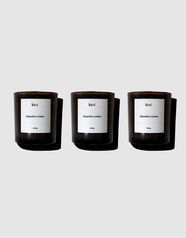 Kirri by Scent Australia Home - Country Linen Candle (400g) Trio