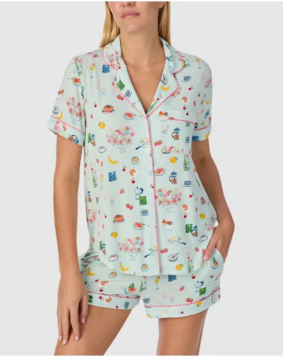 Kate Spade - Printed Modal Button Up Short Sleeve Short Pyjama Set