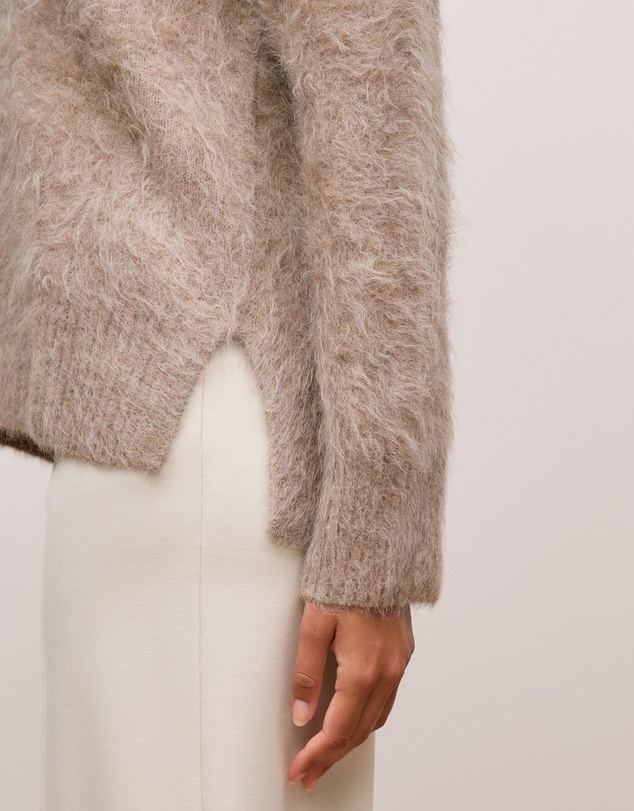 Trenery - Brushed Alpaca Relaxed V Knit in Natural
