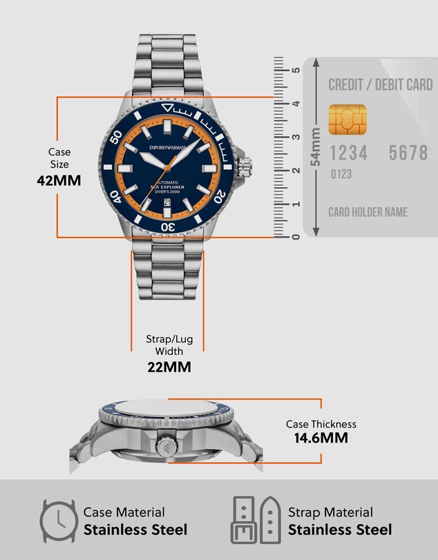 Emporio Armani - Silver Tone Analogue Watch