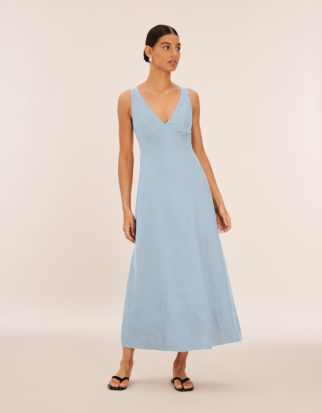 AERE - Nora Buckle Detail Linen Slip Dress