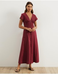 Atmos&Here - Josie Collared Linen Blend Midi Dress