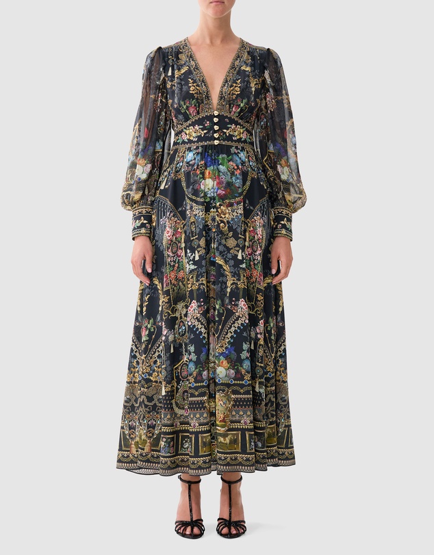 Camilla - Shaped Waistband Dress With Gathered Sleeves