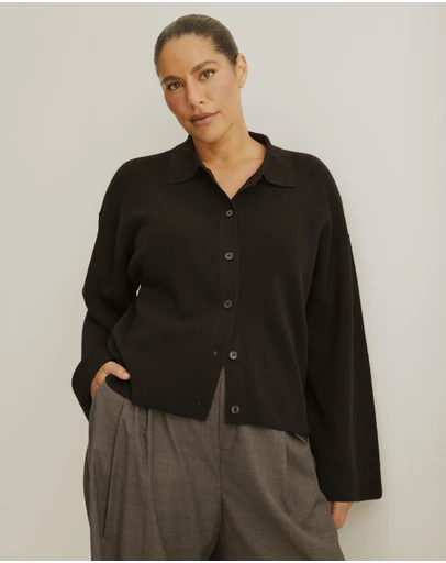 Atmos&Here Curvy - Jay Relaxed Rib Cardigan