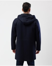 Brooksfield - Hooded Wool Blend Overcoat