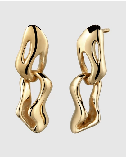 Elli Jewelry - Sculptural Melted Drop Earrings in Gold-Plated 925 Silver