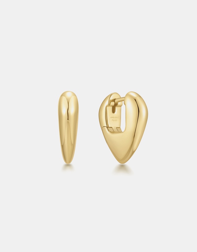 Ania Haie - Ania Haie Gold Puffy Shield Huggie Hoop Earrings