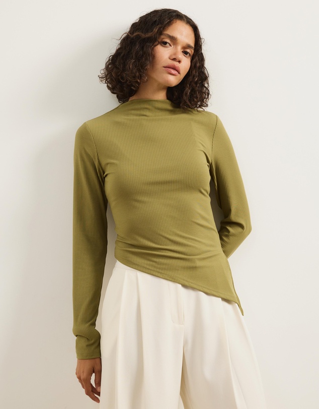 Atmos&Here - Long Sleeve Boat Neck Jersey Top