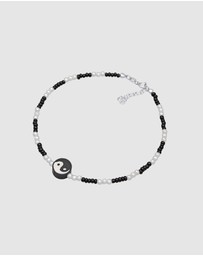 Elli Jewelry - Anklet Yin Yang with Glass Beads in 925 Sterling Silver