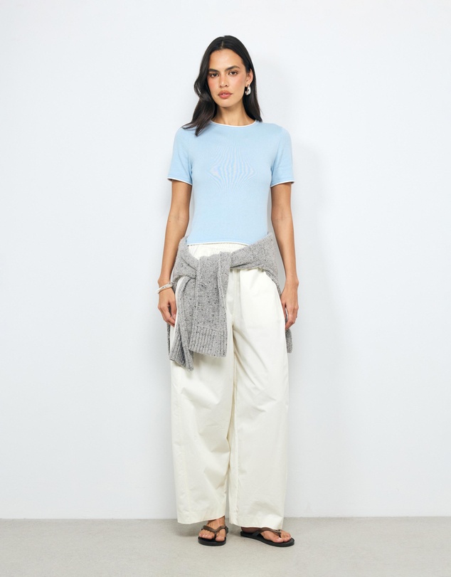 AERE - Ayla Contrast Organic Cotton Knit Top