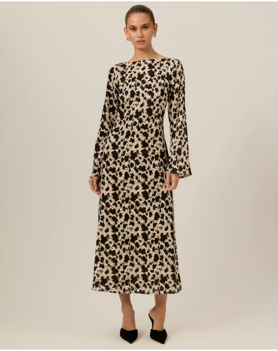 Tussah - Margot Boat Neck Long Sleeve Midi Dress