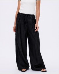 Minima Esenciales - Saffi Mid Rise Wide Leg Linen Pants