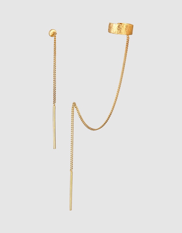 Elli Jewelry - Earrings Hanger Long Earcuffs 925 Sterling Silver Gold Plated