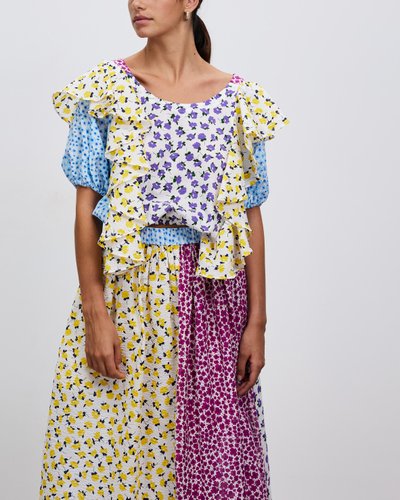 Floral Splice Frill Top