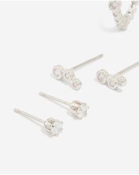 Lovisa - Waterproof Stainless Steel Diamante Stacking Earrings 4-Pack