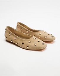 AERE - Studded Suede Ballet Flats