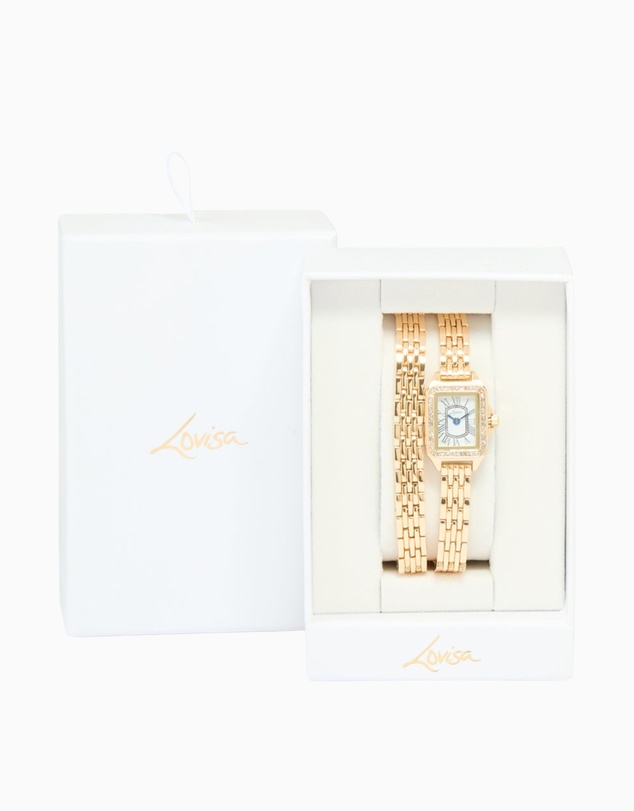 Lovisa - Gold Diamante Mini Double Strap Watch