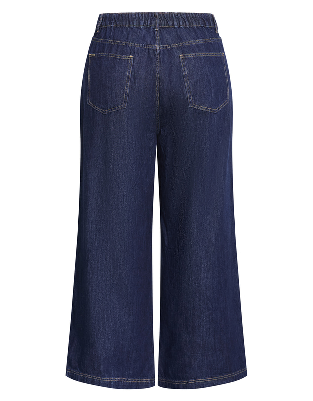 City Chic - Plus size Harley Fit Lucia Wide Leg Short Jean - dark wash