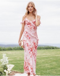 Petal & Pup - Alexia Off Shoulder Maxi Dress - Pink Floral