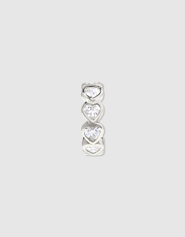 Wanderlust + Co - Heart Bezel Silver 9mm Ear Cuff