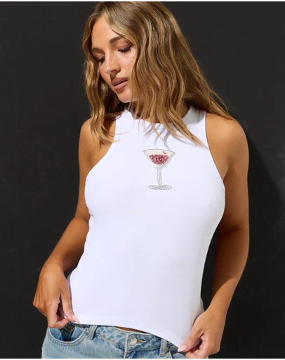 Dazie - Espresso Martini Beaded Tank