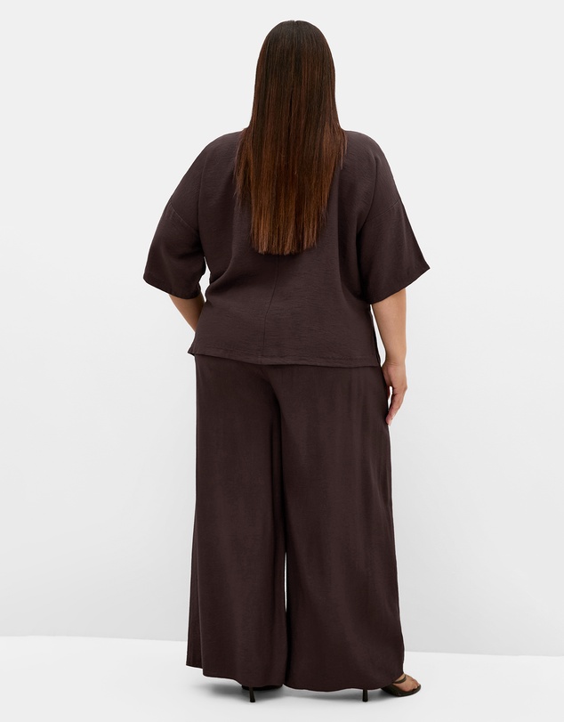 City Chic - Plus size Alexi Wide Leg Pant - chocolate