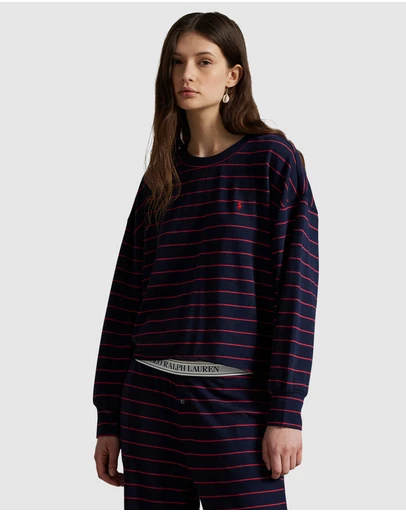 Polo Ralph Lauren - Club Terry Striped Long Sleeve Cotton Jersey Pyjama Set