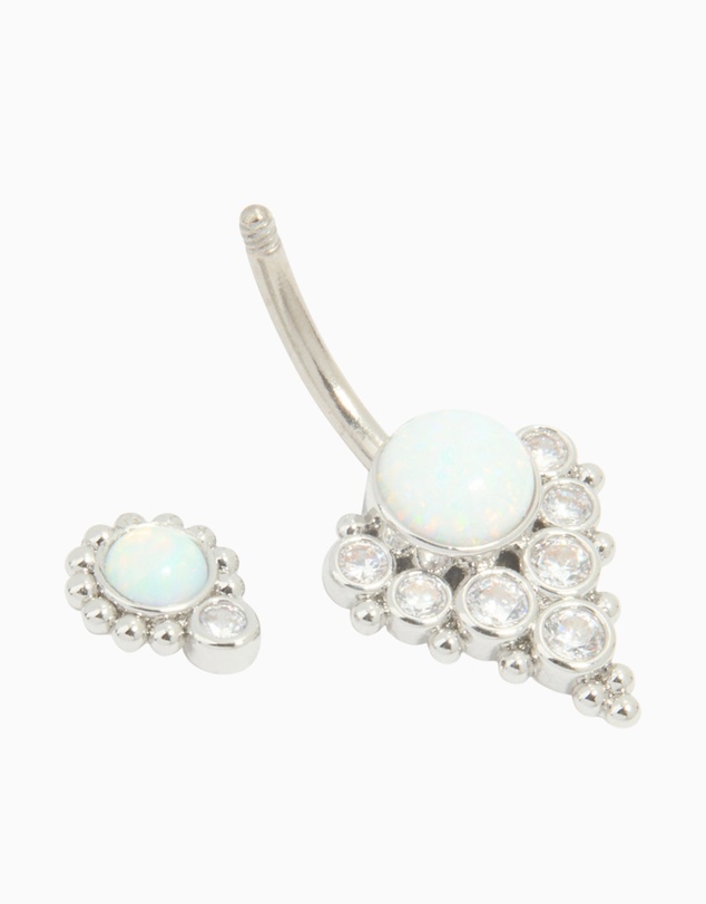 Lovisa - Titanium White Opal Cubic Zirconia Belly Bar