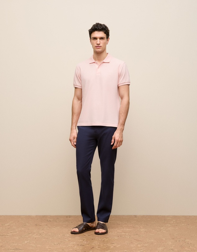 Trenery - Pique Monogram Short Sleeve Polo in Soft Pink