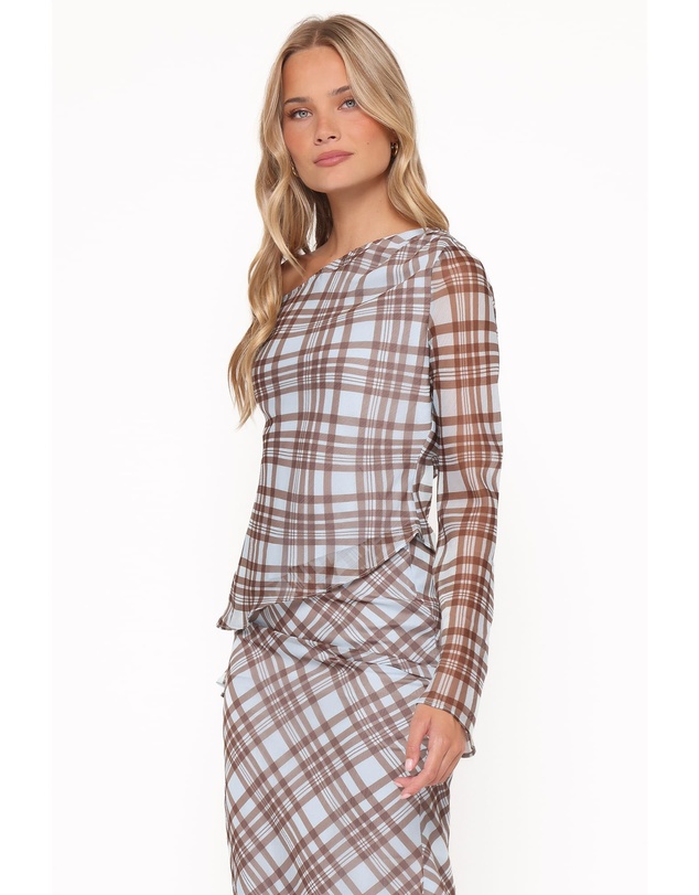 Petal & Pup - Caitriona Cowl Neck Top - Blue Plaid