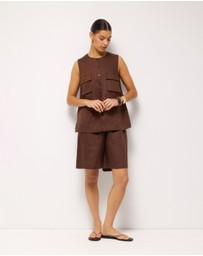 AERE - Patch Pocket Relaxed Linen Tank