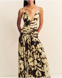 Shona Joy - Benny Plunged Gathered Maxi Dress