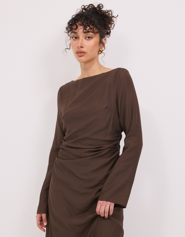 Calli - Lydia LS Ruched Midi Dress
