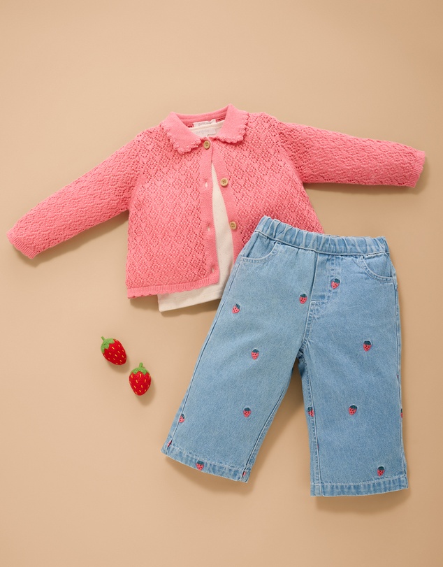 Purebaby - Eyelet Collar Cardigan-Kids-Babies