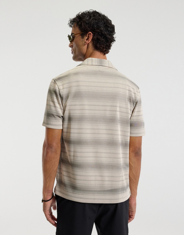 Calibre - Textured Stripe Cuban Collar Shirt Neutral