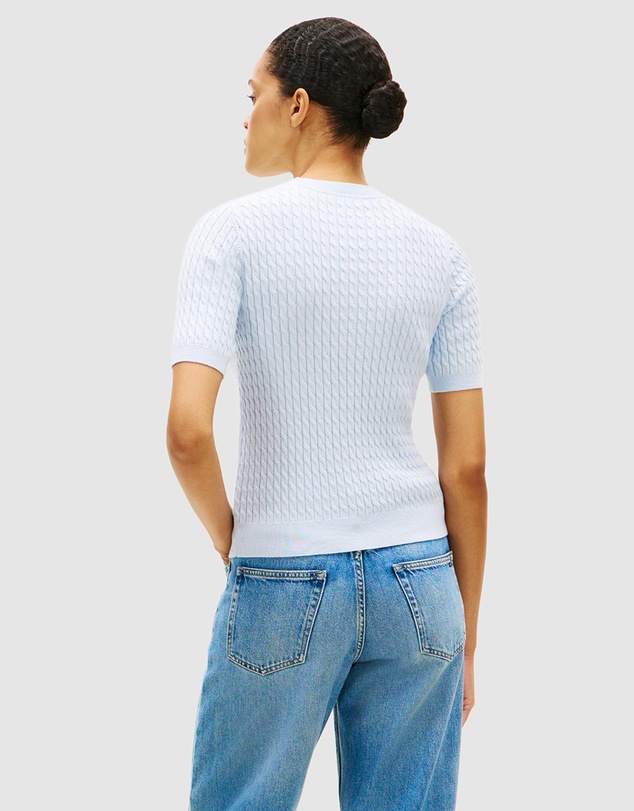 Tommy Hilfiger - Cotton Cable Fine Gauge Crew Neck Short Sleeve Sweater