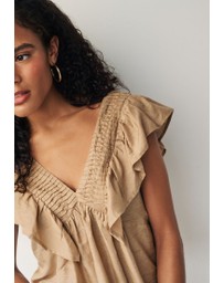 NEXT - Sleeveless Ruffle V-Neck Top