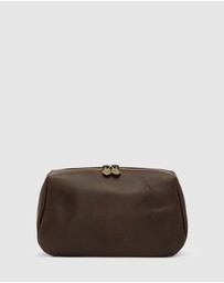Republic of Florence - The Otto Leather Dopp Kit Matt Chocolate