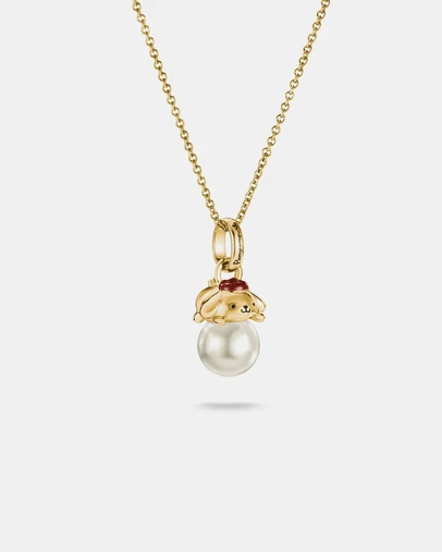 THOMAS SABO - Hello Kitty Pompompurin Necklace with Pearl, Gold-Plated
