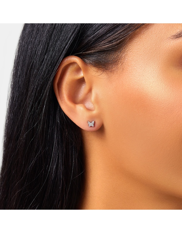 Michael Hill - Mini Butterfly Earrings with Diamonds in Sterling Silver