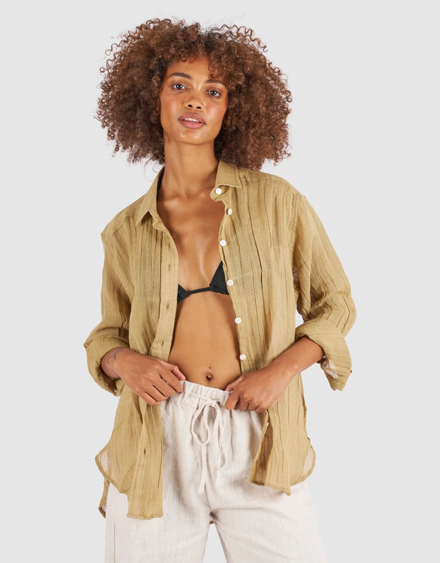 CAMIXA - Crinkle Oversized Linen Shirt
