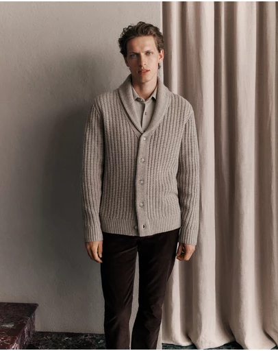 Trenery - Merino Textured Shawl Cardigan in Cinder
